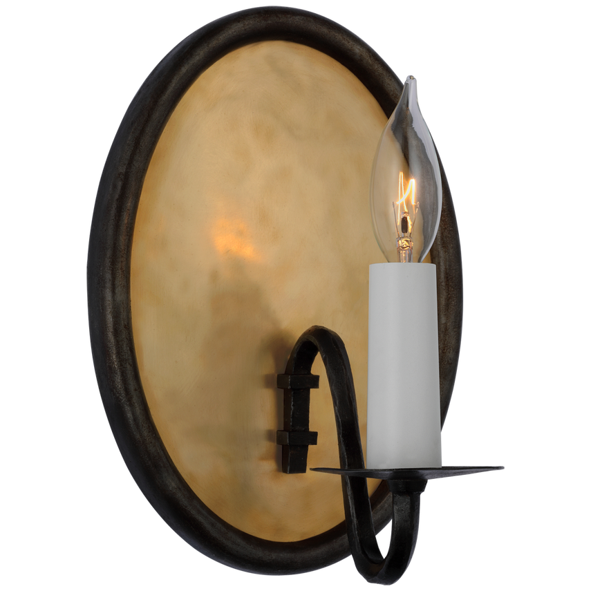 Visual Comfort & Co. Ancram Small Single Sconce Wall Lights Visual Comfort & Co. Natural Brass and Aged Iron  