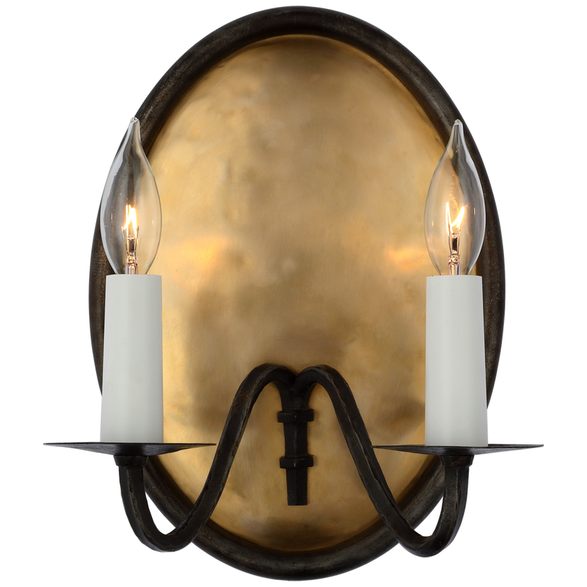 Visual Comfort & Co. Ancram Small Double Sconce Wall Sconces Visual Comfort & Co. Natural Brass and Aged Iron  