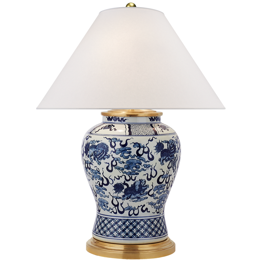 Visual Comfort & Co. Foo Dog Medium Table Lamp Table Lamps Visual Comfort & Co. Blue and White Porcelain  