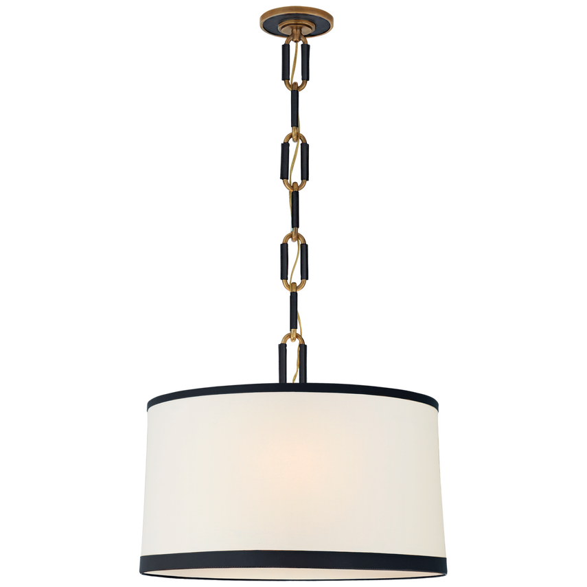 Visual Comfort & Co. Cody Medium Hanging Shade Ceiling Lights Visual Comfort & Co. Natural Brass with Navy Leather  