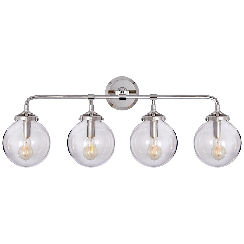 Visual Comfort & Co. Bistro Four Light Bath Sconce Wall Lights Visual Comfort & Co. Hand-Rubbed Antique Brass and Black  