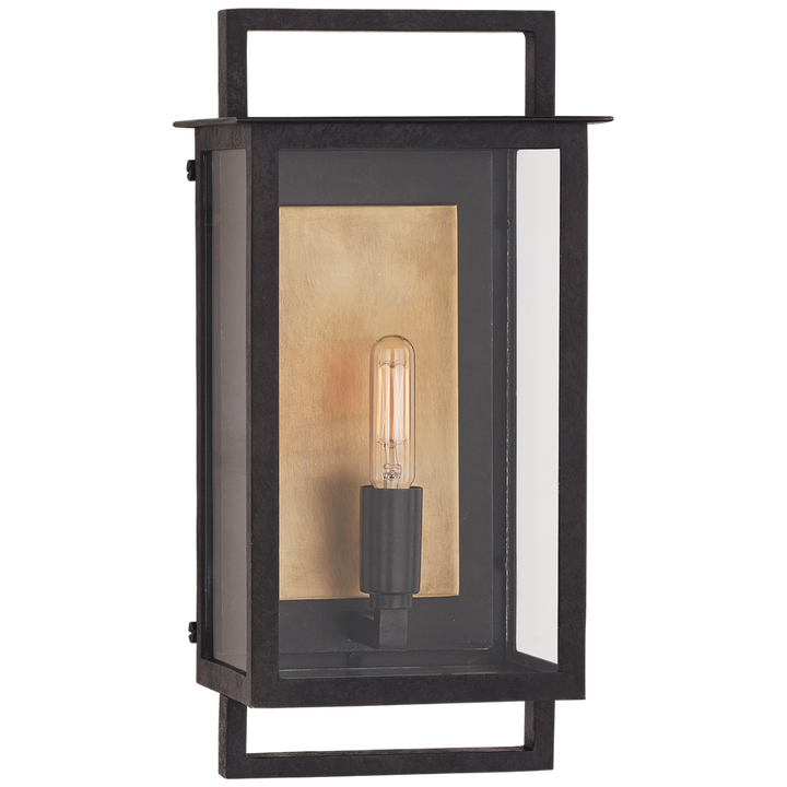 Visual Comfort & Co. Halle Small Wall Lantern Outdoor Flush Mounts Visual Comfort & Co. Aged Iron and Clear Glass  