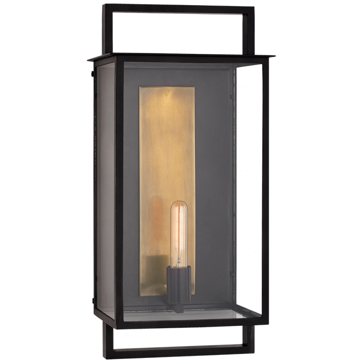 Visual Comfort & Co. Halle Large Wall Lantern Outdoor Flush Mounts Visual Comfort & Co. Aged Iron and Clear Glass  