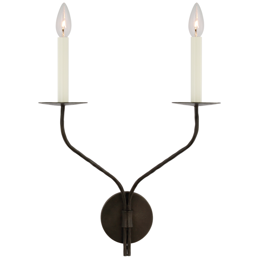 Visual Comfort & Co. Belfair Large Double Sconce Wall Lights Visual Comfort & Co. Aged Iron  