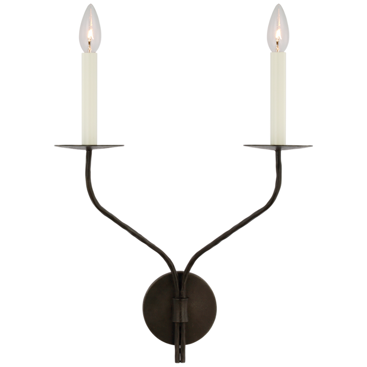 Visual Comfort & Co. Belfair Large Double Sconce Wall Sconces Visual Comfort & Co. Aged Iron  