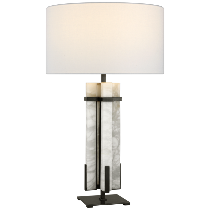 Visual Comfort & Co. Malik Large Table Lamp Table Lamps Visual Comfort & Co. Bronze and Alabaster  