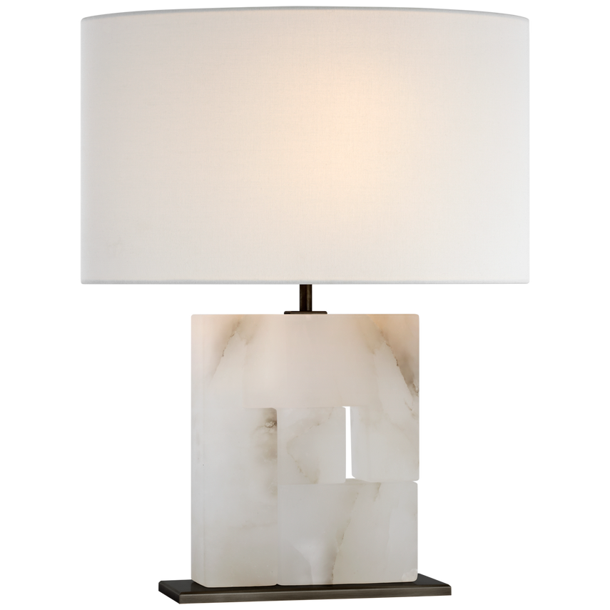 Visual Comfort & Co. Ashlar Medium Table Lamp Table Lamps Visual Comfort & Co. Alabaster and Bronze  