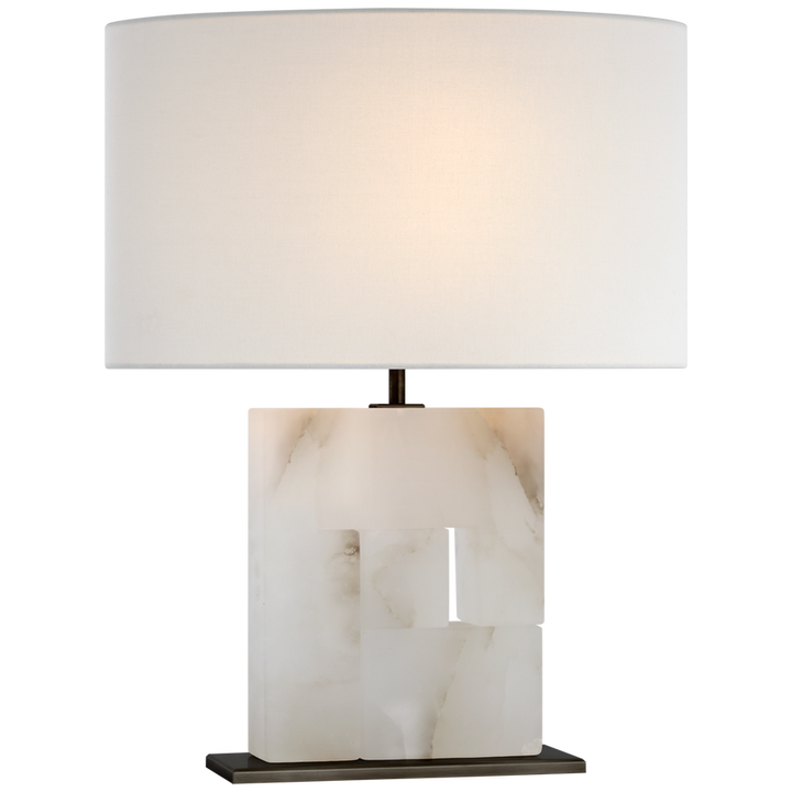 Visual Comfort & Co. Ashlar Medium Table Lamp Table Lamps Visual Comfort & Co. Alabaster and Bronze  