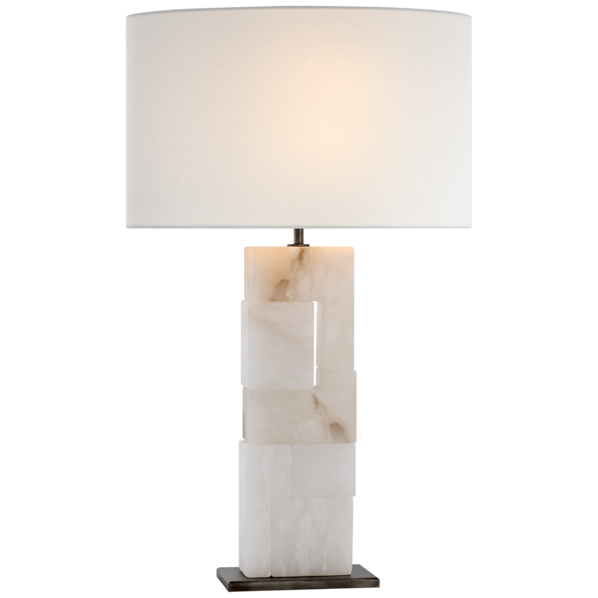 Visual Comfort & Co. Ashlar Large Table Lamp Table Lamps Visual Comfort & Co. Alabaster and Bronze  