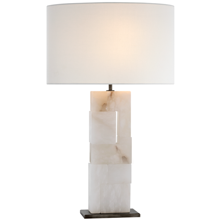 Visual Comfort & Co. Ashlar Large Table Lamp Table Lamps Visual Comfort & Co. Alabaster and Bronze  