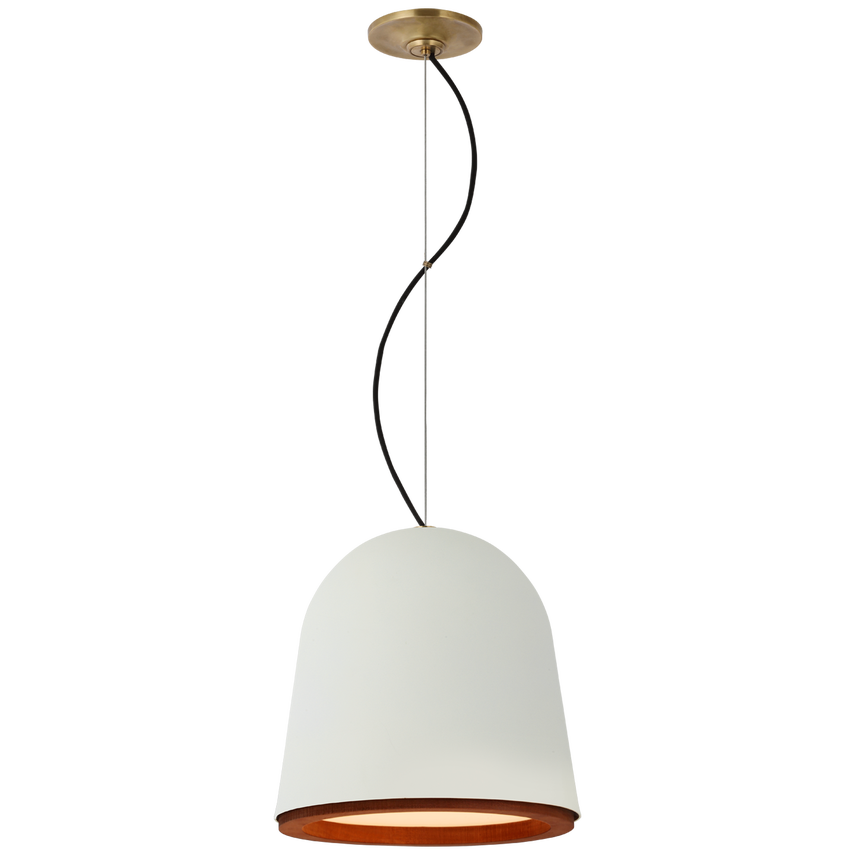 Visual Comfort & Co. Murphy Small Pendant Ceiling Lights Visual Comfort & Co. Plaster White and Dark Teak  