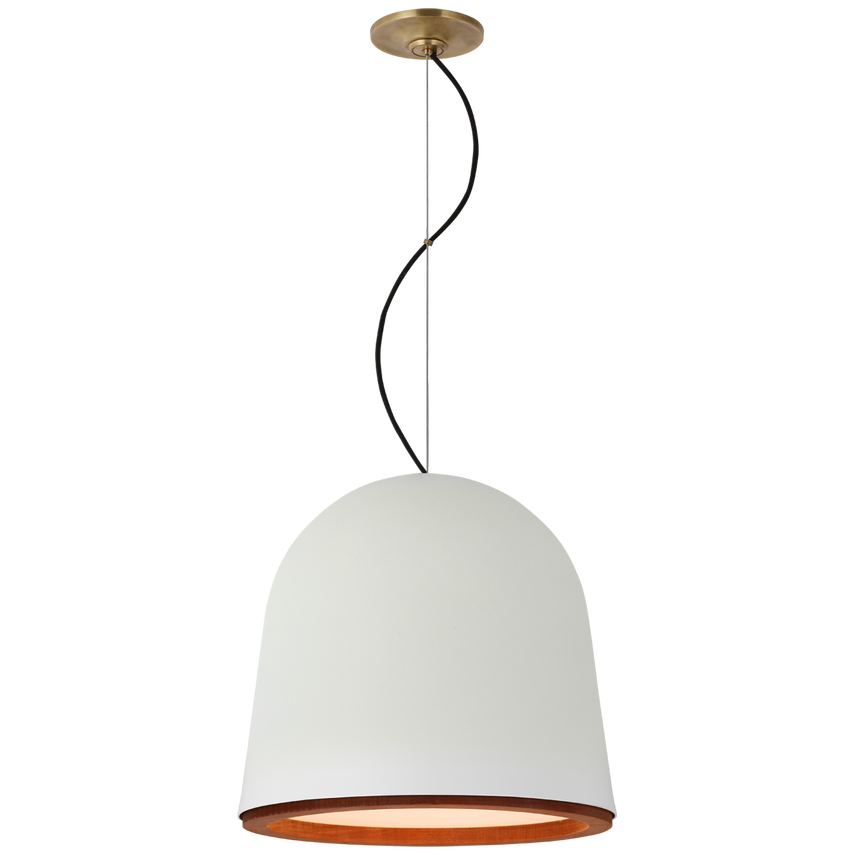 Visual Comfort & Co. Murphy Medium Pendant Ceiling Lights Visual Comfort & Co. Plaster White and Dark Teak  