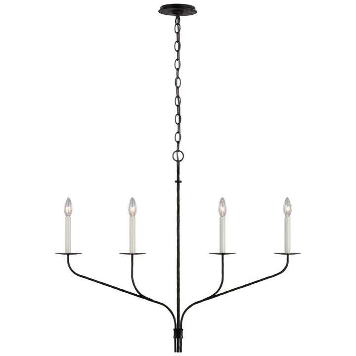 Visual Comfort & Co. Belfair Medium Four Light Linear Ceiling Semi Flush Mounts Visual Comfort & Co. Aged Iron  