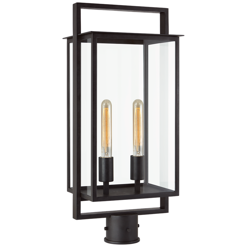 Visual Comfort & Co. Halle Medium Post Lantern Outdoor Flush Mounts Visual Comfort & Co. Aged Iron  