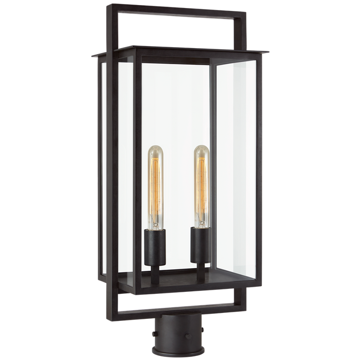 Visual Comfort & Co. Halle Medium Post Lantern Outdoor Flush Mounts Visual Comfort & Co. Aged Iron  