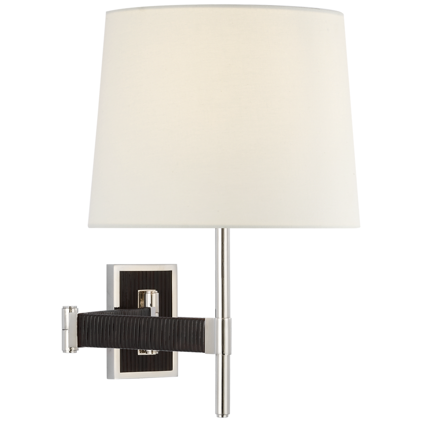 Visual Comfort & Co. Elle Swing Arm Sconce Wall Sconces Visual Comfort & Co. Hand-Rubbed Antique Brass and Dark Rattan  