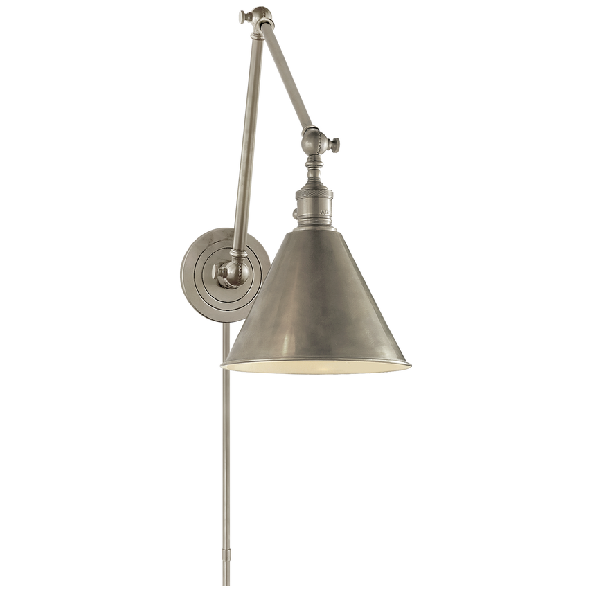 Visual Comfort & Co. Boston Functional Double Arm Library Light Wall Lights Visual Comfort & Co. Antique Nickel  