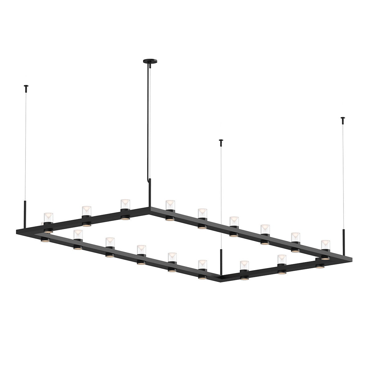 Sonneman Intervals® 4' x 8' Rectangle LED Pendant with Clear w/Cone Uplight Trim Pendants Sonneman   