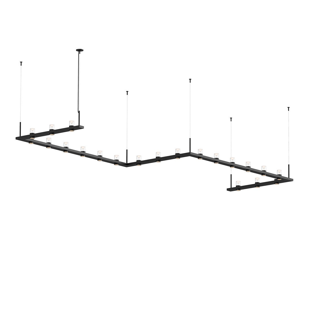 Sonneman Intervals® 4' x 16' Zig-Zag LED Pendant with Clear w/Cone Uplight Trim