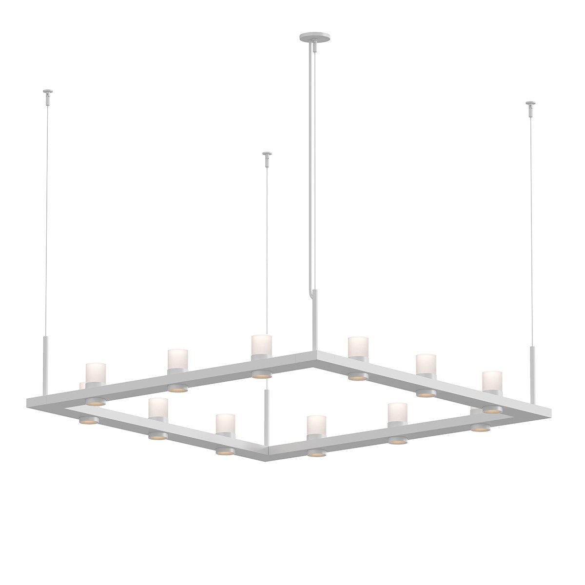 Sonneman Intervals® 4' Square LED Pendant with Etched Cylinder Uplight Trim Pendants Sonneman   