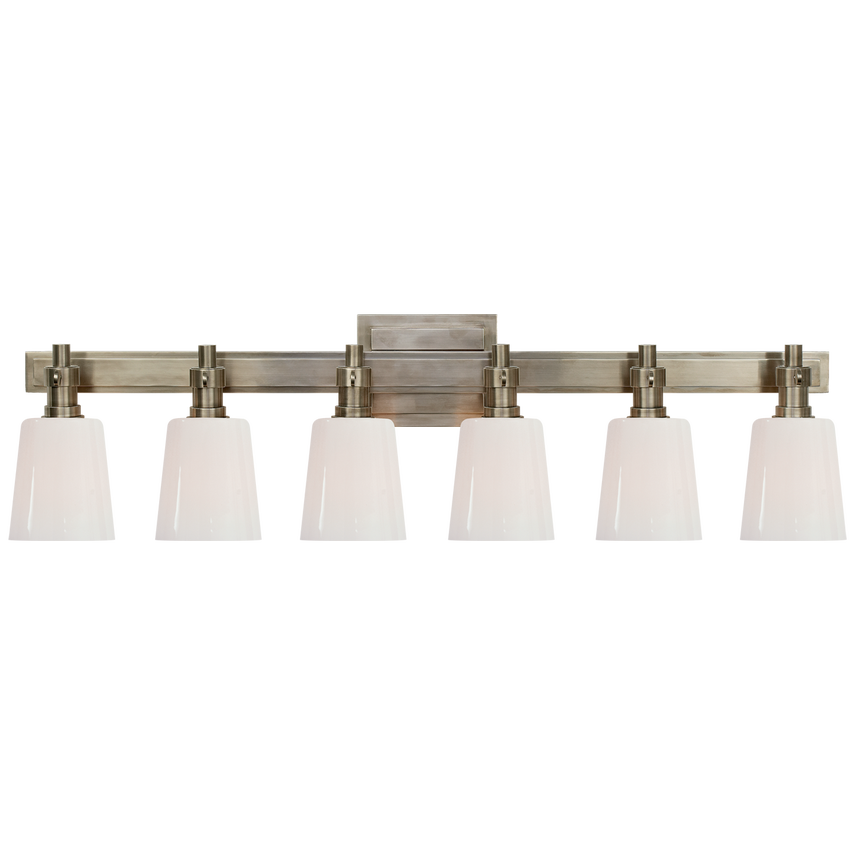 Visual Comfort & Co. Bryant Six-Light Linear Bath Sconce Wall Lights Visual Comfort & Co. Antique Nickel  