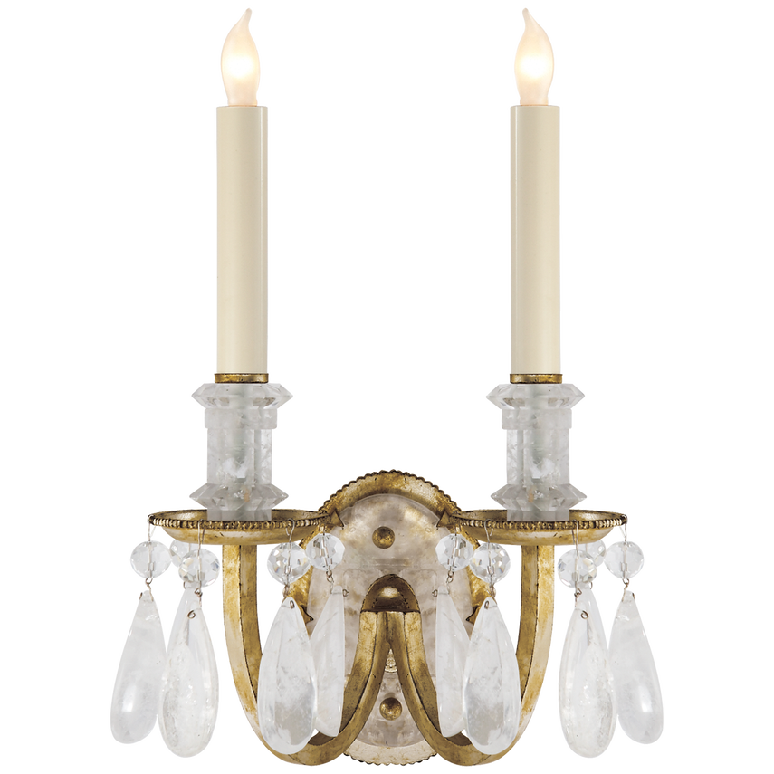 Visual Comfort & Co. Elizabeth Double Sconce Wall Lights Visual Comfort & Co. Burnished Silver Leaf  