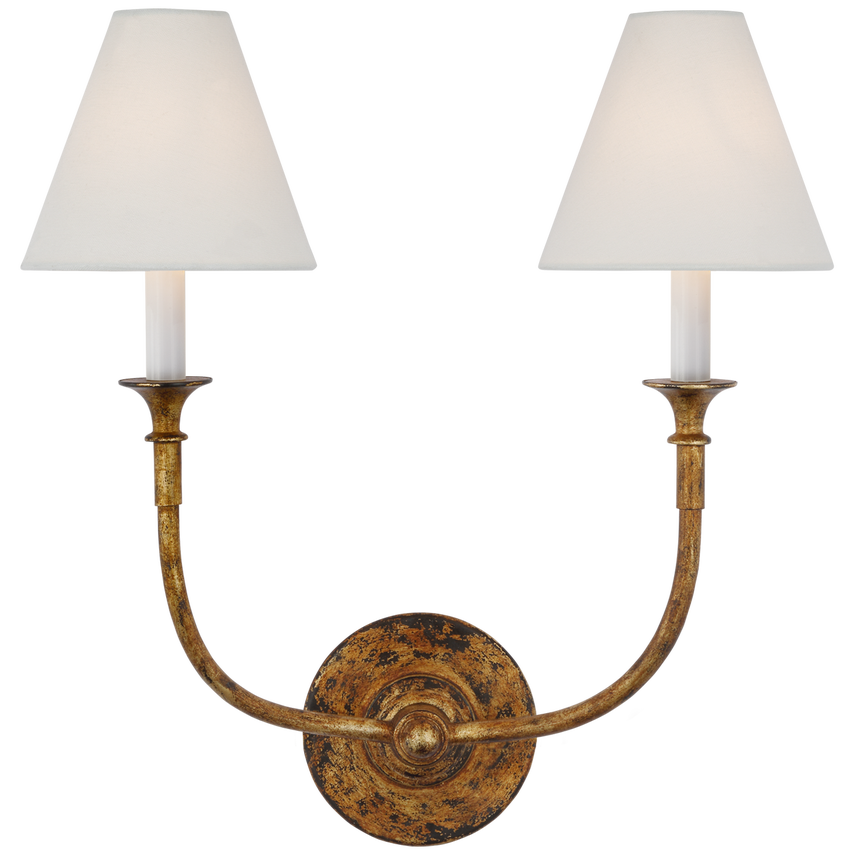 Visual Comfort & Co. Piaf Double Sconce Wall Lights Visual Comfort & Co. Aged Iron  