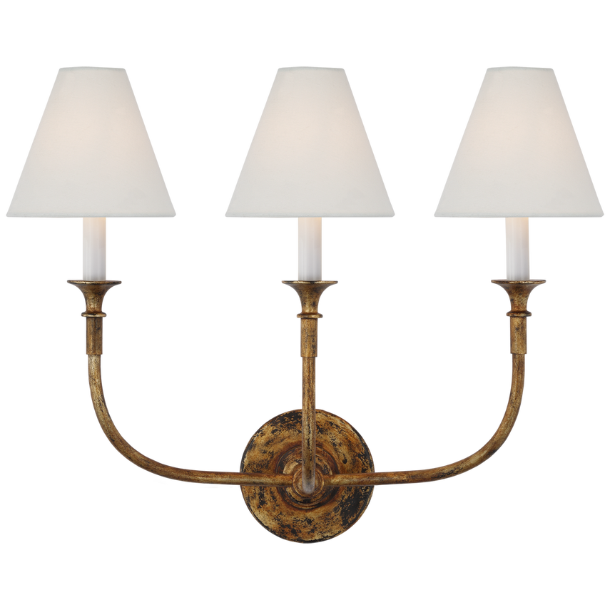 Visual Comfort & Co. Piaf Triple Sconce Wall Lights Visual Comfort & Co. Aged Iron  