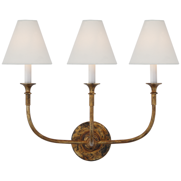 Visual Comfort & Co. Piaf Triple Sconce Wall Sconces Visual Comfort & Co. Aged Iron  