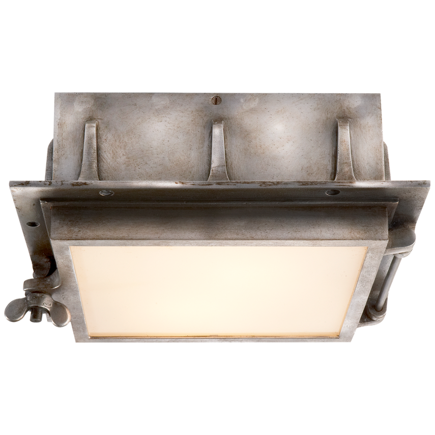 Visual Comfort & Co. Knockout Square Ceiling Light Ceiling Semi Flush Mounts Visual Comfort & Co. Weathered Aluminum  