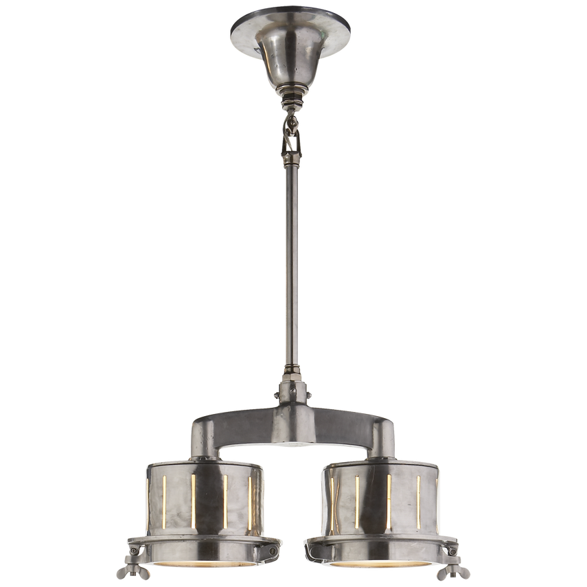 Visual Comfort & Co. Knockout Double Bar Light Ceiling Semi Flush Mounts Visual Comfort & Co. Polished Aluminum  