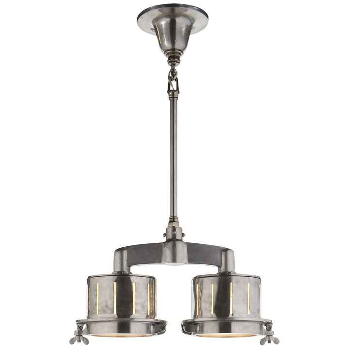 Visual Comfort & Co. Knockout Double Bar Light Ceiling Semi Flush Mounts Visual Comfort & Co. Polished Aluminum  