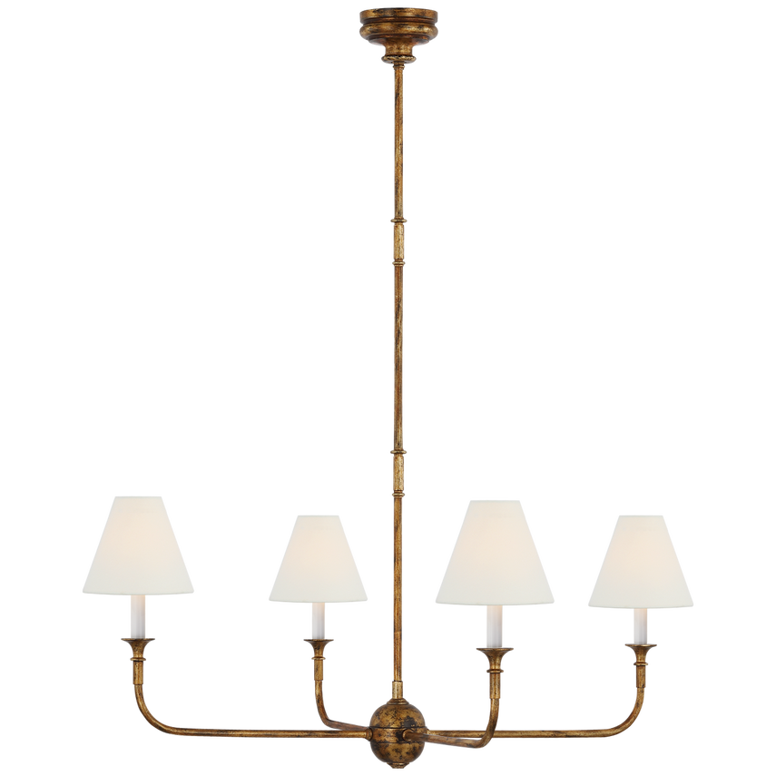 Visual Comfort & Co. Piaf Large Chandelier Ceiling Lights Visual Comfort & Co. Aged Iron and Ebonized Oak  