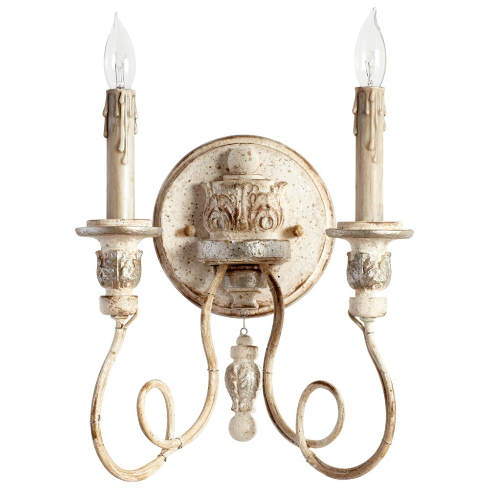 Cyan Design 05785 Florine Two Lt. Wall Brkt Wall Sconces Cyan Design Persian White and Mystic Silver  