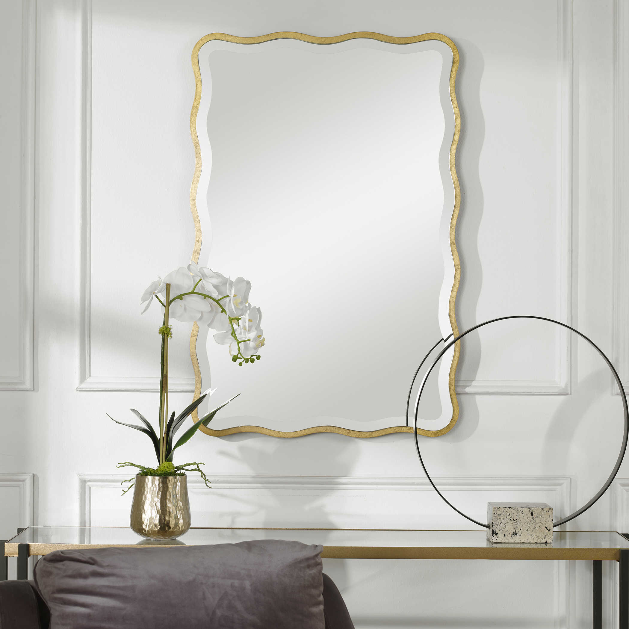 Uttermost Aneta Gold Scalloped Mirror Mirrors Uttermost   