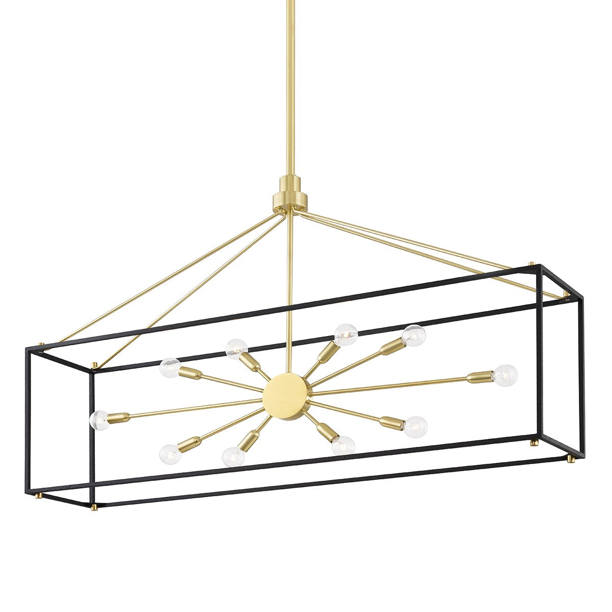 GLENDALE - 10 LIGHT ISLAND LIGHT Linear Suspension Light Hudson Valley Lighting Aged Brass/Black  