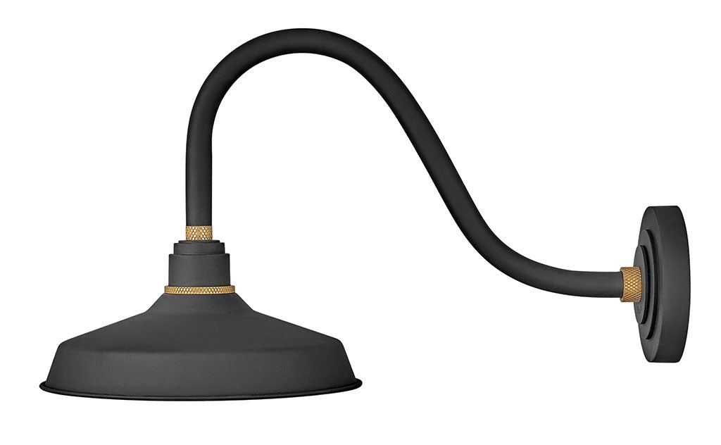 OUTDOOR FOUNDRY CLASSIC Gooseneck Barn Light Outdoor Wall Lights Hinkley Textured Black 24.0x12.0x13.75 