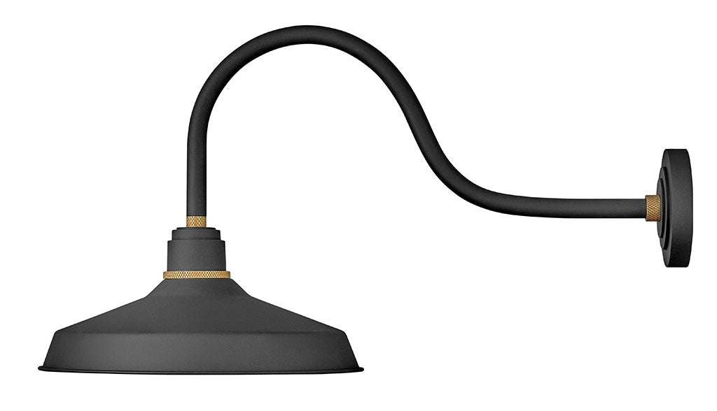 OUTDOOR FOUNDRY CLASSIC Gooseneck Barn Light Outdoor Wall Lights Hinkley Textured Black 32.5x16.0x17.25 