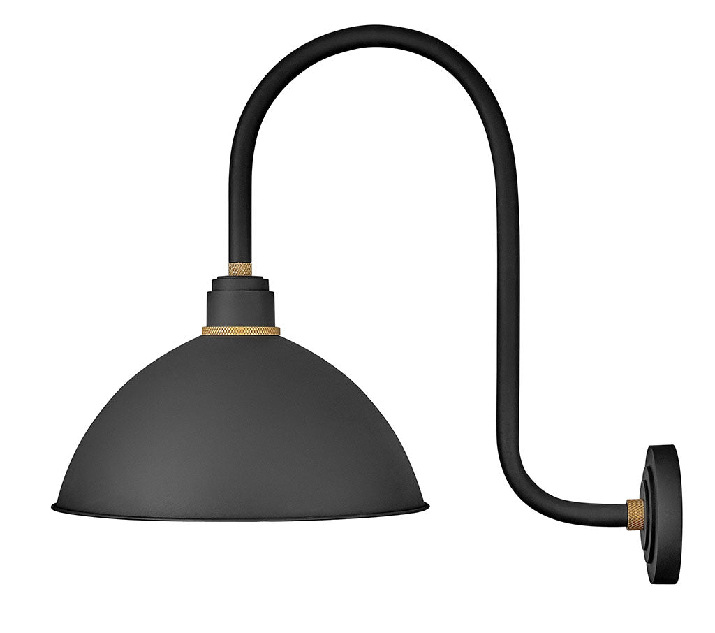 OUTDOOR FOUNDRY DOME Tall Gooseneck Barn Light Outdoor Wall Lights Hinkley Textured Black 27.0x16.0x23.75 