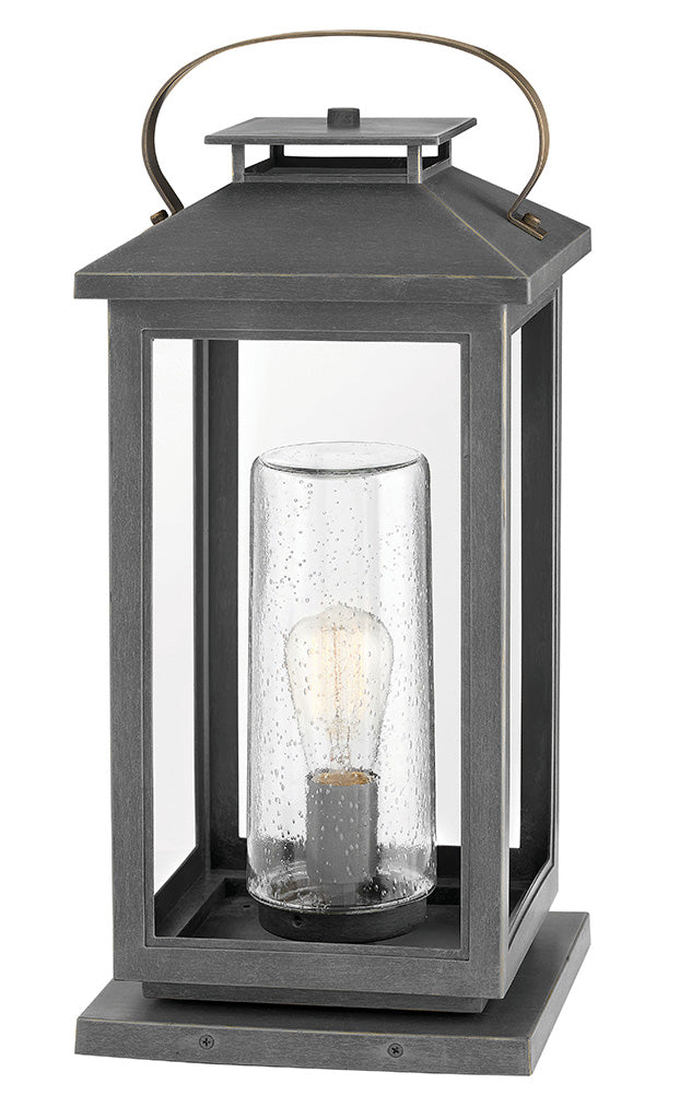 OUTDOOR ATWATER Pier Mount Lantern Outdoor l Wall Hinkley Ash Bronze 9.5x9.5x21.5 