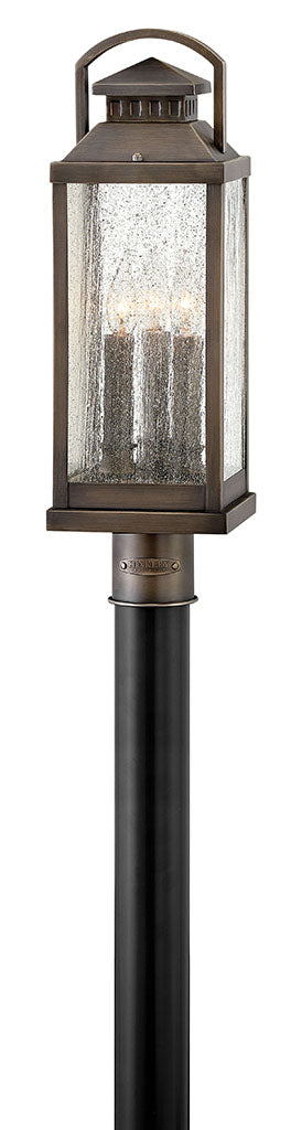 OUTDOOR REVERE Pier Mount Lantern Outdoor l Wall Hinkley Blackened Brass 7.0x7.0x22.25 