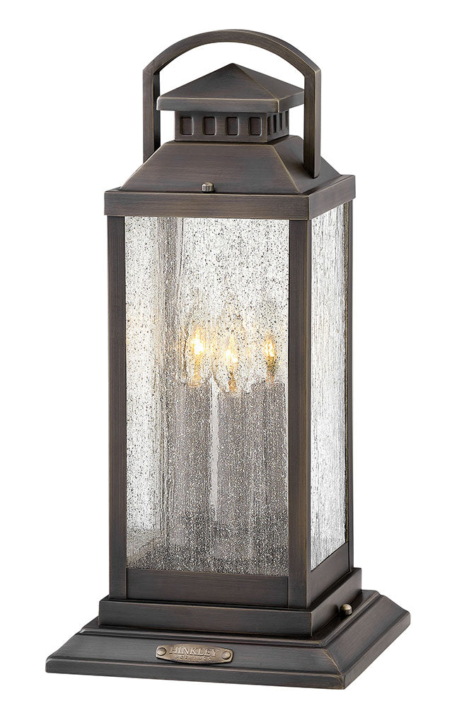 OUTDOOR REVERE Pier Mount Lantern Outdoor l Wall Hinkley Blackened Brass 9.75x9.75x20.25 