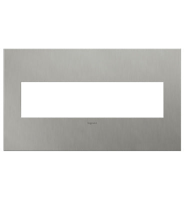 Adorne Brushed Stainless Wall Plate Wall Plates Legrand Brushed Stainless 4-Gang 