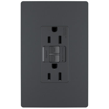 radiant® Spec Grade 15A Tamper Resistant Self Test GFCI Receptacle 1597TR Receptacles Adorne Graphite  