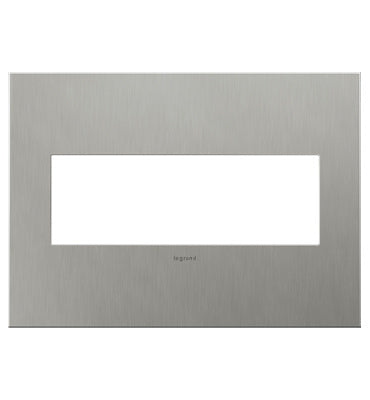 Adorne Brushed Stainless Wall Plate Wall Plates Legrand Brushed Stainless 3-Gang 