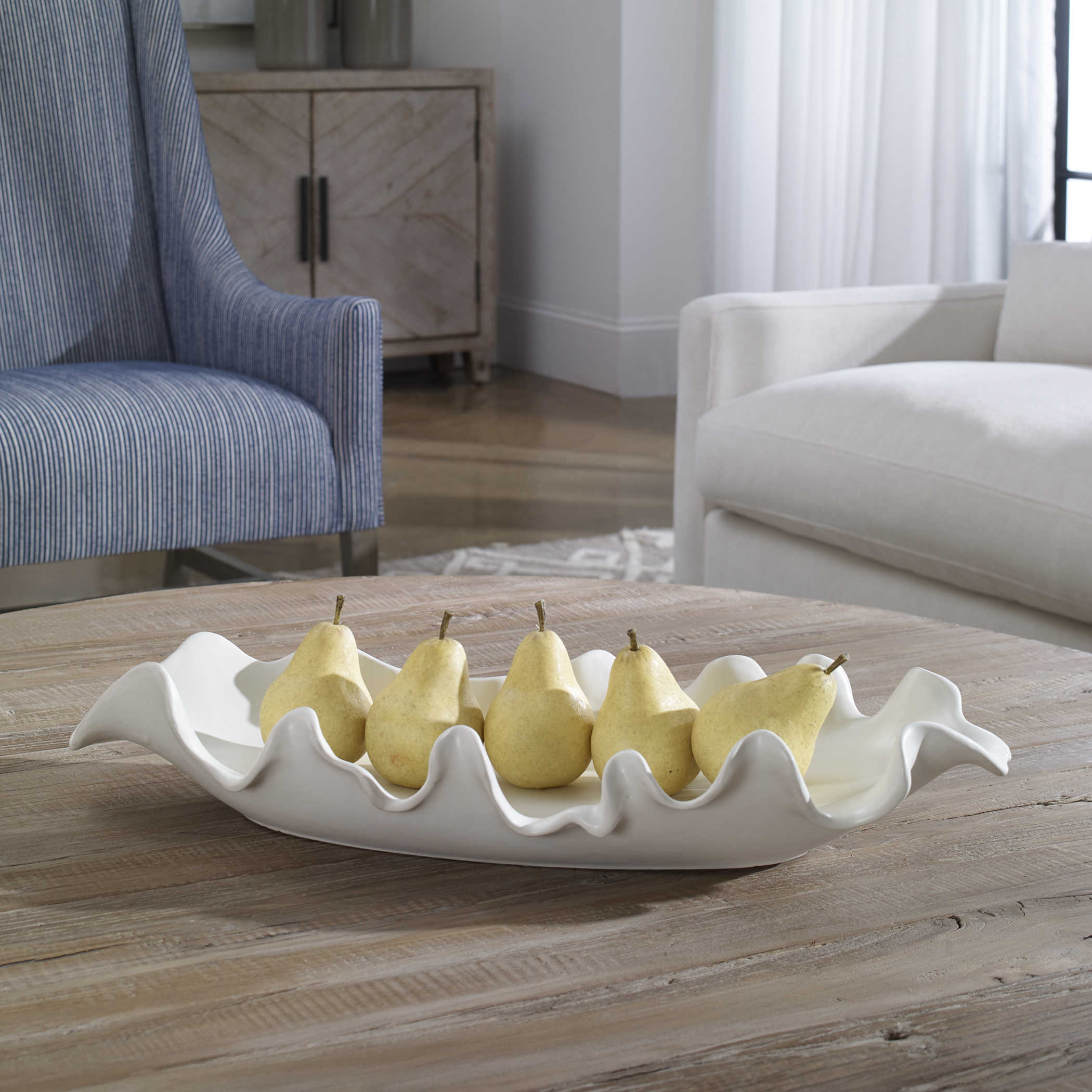 Uttermost Ruffled Feathers Modern White Bowl Bowls Uttermost   