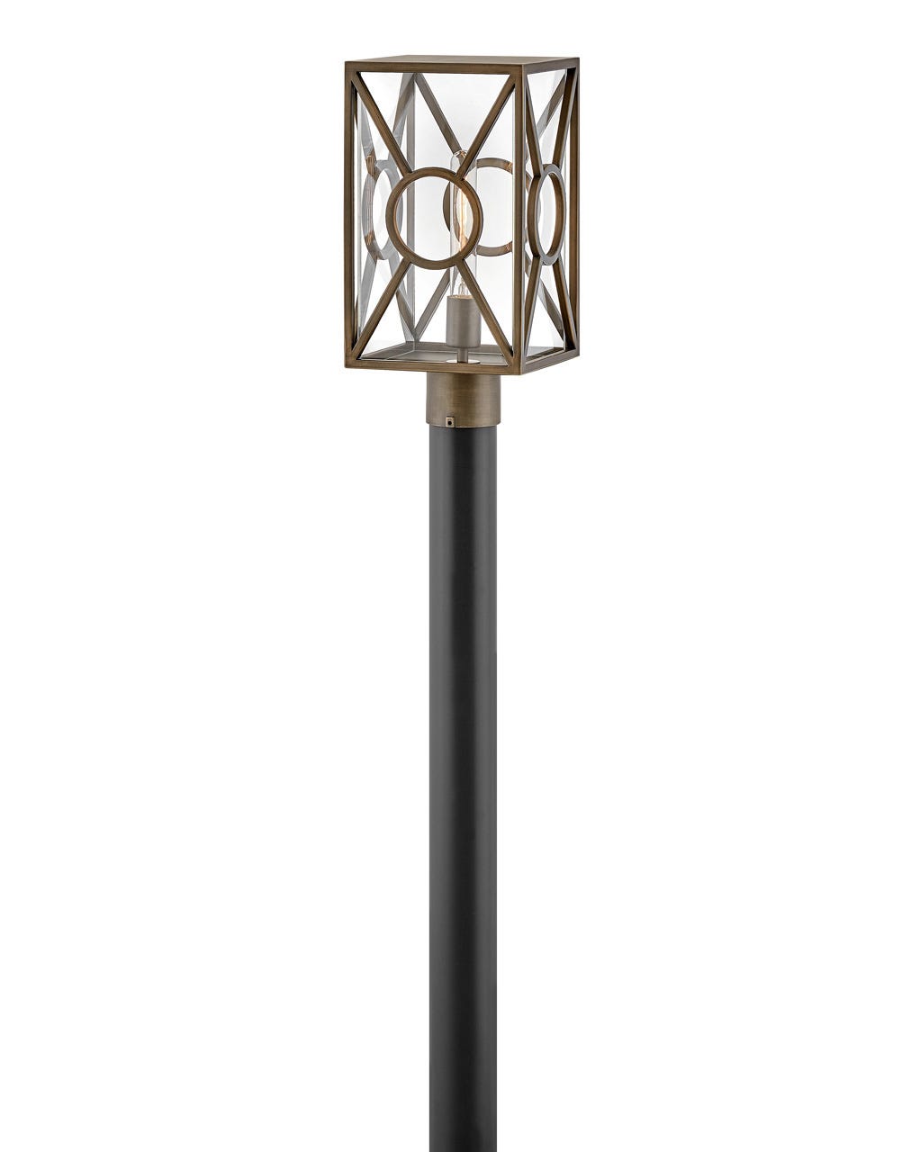 OUTDOOR BRIXTON Post Top or Pier Mount Lantern Pier & Post Mount Lights Hinkley Burnished Bronze 8.0x8.0x15.5 