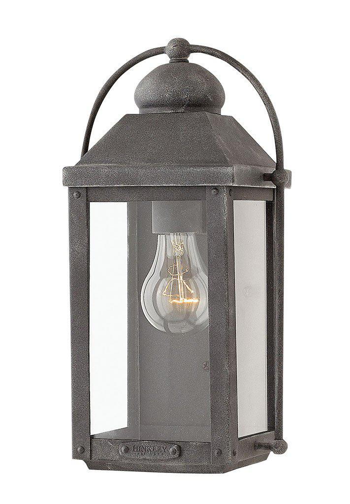 ANCHORAGE-Small Wall Mount Lantern Outdoor Wall Lights Hinkley Aged Zinc  