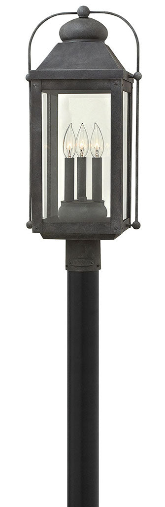 ANCHORAGE-Large Post Top or Pier Mount Lantern Pier & Post Mount Lights Hinkley Aged Zinc  