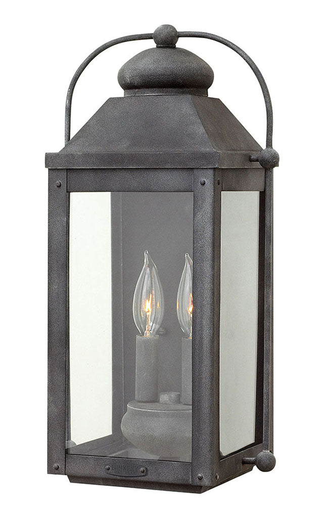 ANCHORAGE-Medium Wall Mount Lantern Outdoor Wall Lights Hinkley Aged Zinc  